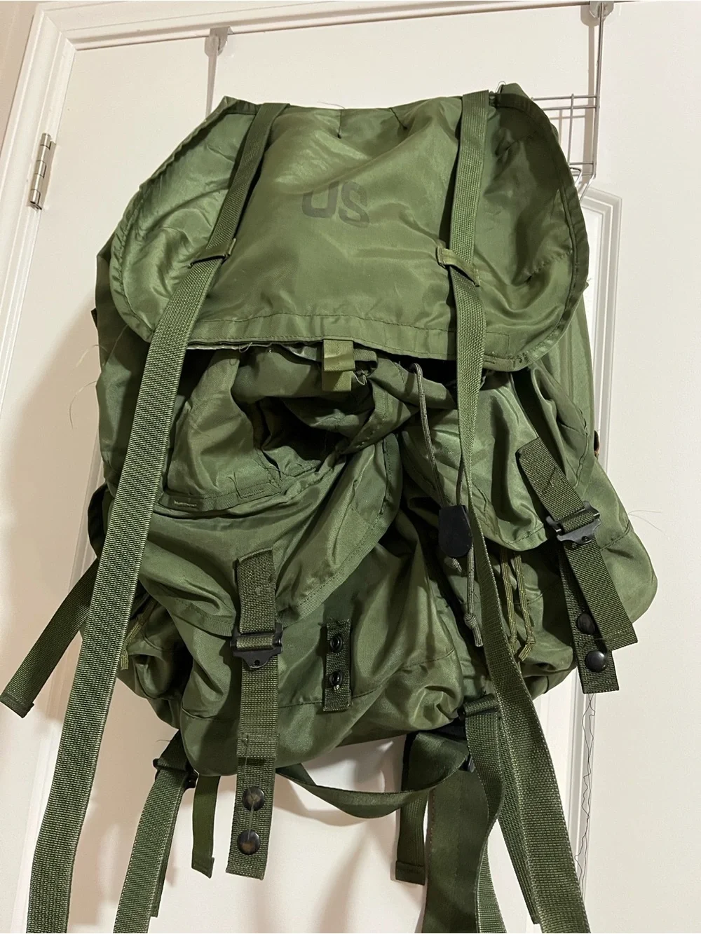 Olive Green Military-Style Rucksack Backpack